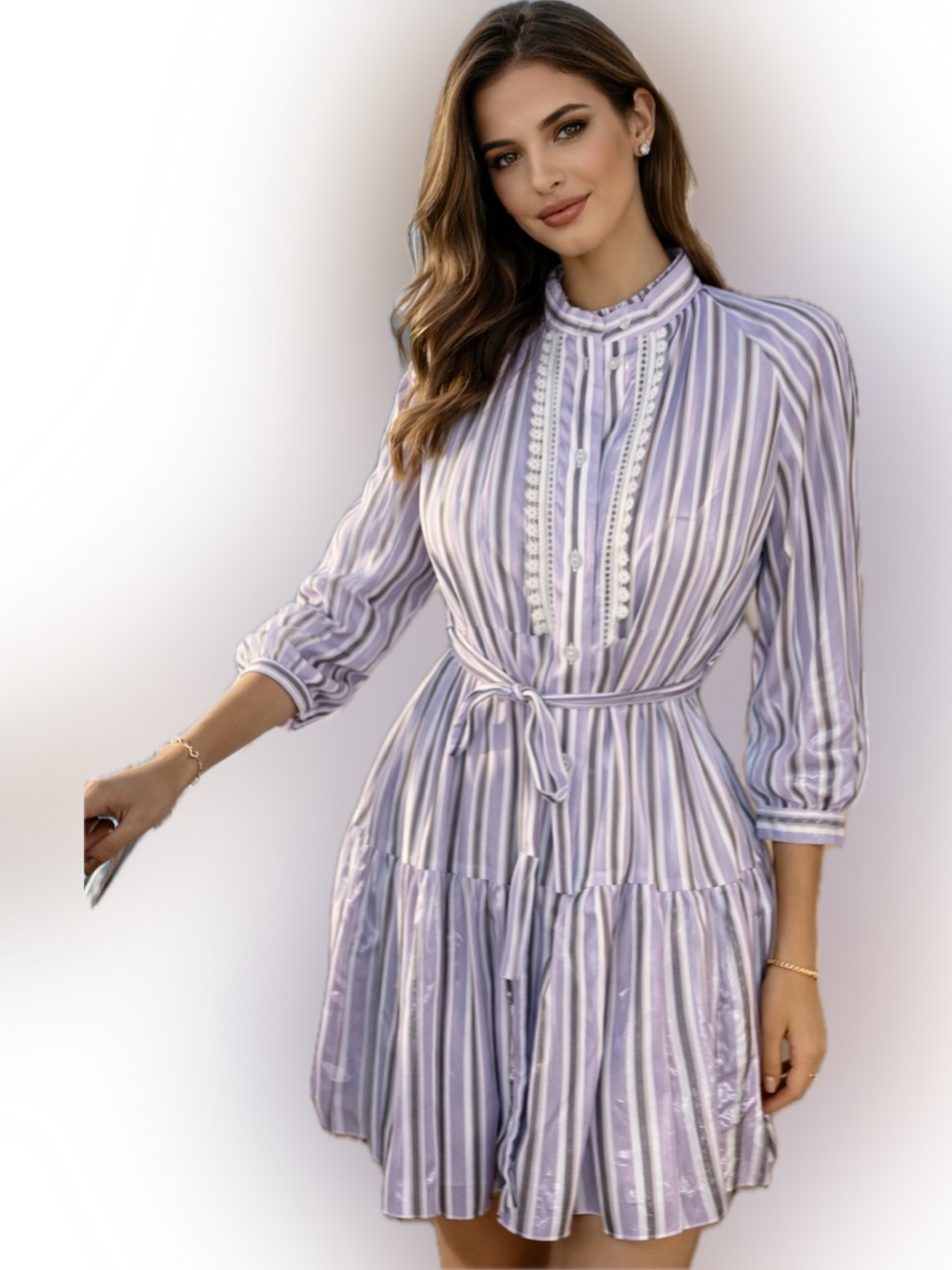 Maje linen striped DRESS
